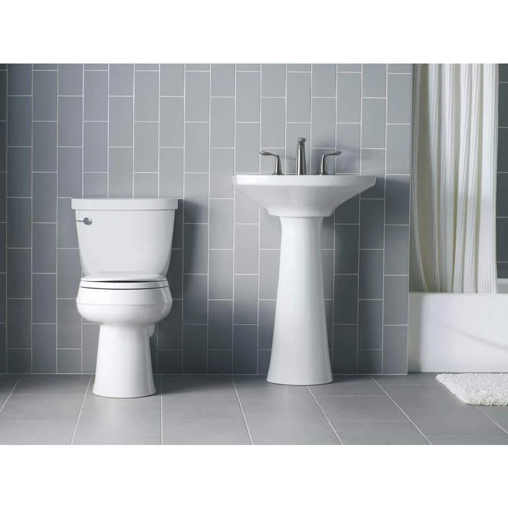 KOHLER Cimarron 8 in. Widespread Vitreous China Pedestal Combo Bathroom Sink in White with Overflow Drain 5 KOHLER Cimarron 8 in. Widespread Vitreous China Pedestal Combo Bathroom Sink in White with Overflow Drain - Image 3