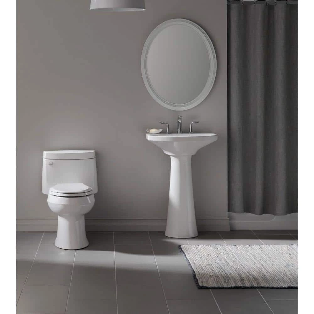 KOHLER Cimarron 8 in. Widespread Vitreous China Pedestal Combo Bathroom Sink in White with Overflow Drain 3 KOHLER Cimarron 8 in. Widespread Vitreous China Pedestal Combo Bathroom Sink in White with Overflow Drain