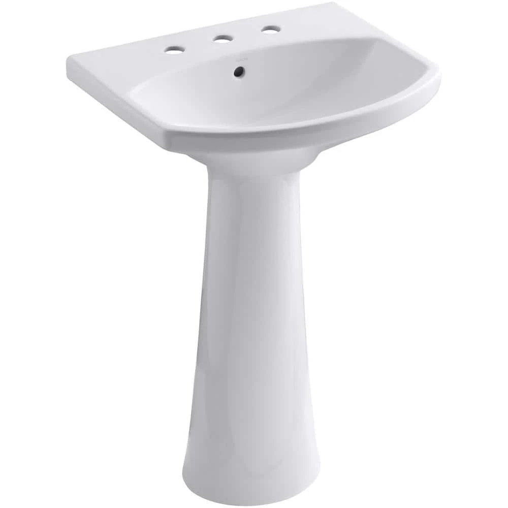 KOHLER Cimarron 8 in. Widespread Vitreous China Pedestal Combo Bathroom Sink in White with Overflow Drain 4 KOHLER Cimarron 8 in. Widespread Vitreous China Pedestal Combo Bathroom Sink in White with Overflow Drain - Image 2