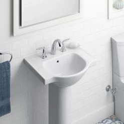 KOHLER Veer 21 in. Vitreous China Pedestal Sink Basin in White with Overflow Drain -Bathroom Sinks Sales white kohler pedestal sinks k 5247 8 0 40 1000