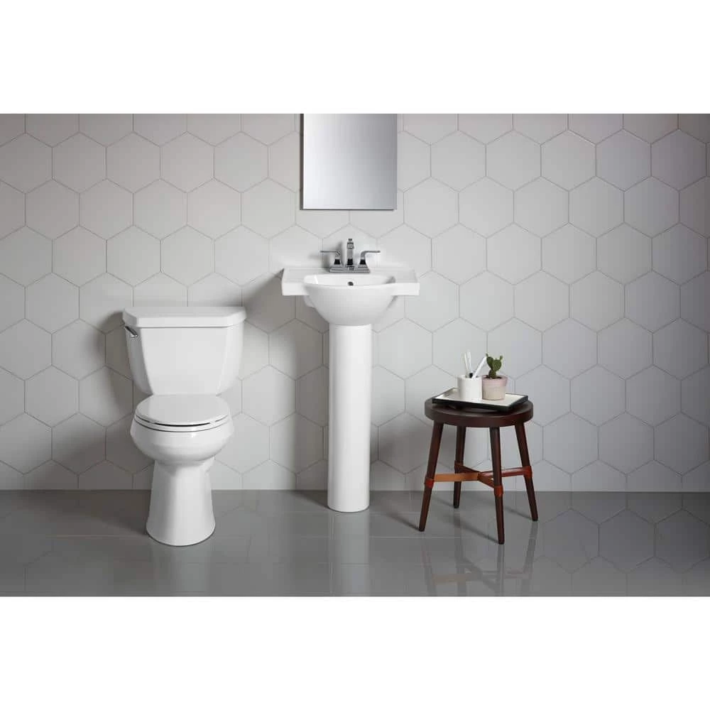 KOHLER Veer 21 in. Vitreous China Pedestal Combo Bathroom Sink in White with Overflow Drain 5 KOHLER Veer 21 in. Vitreous China Pedestal Combo Bathroom Sink in White with Overflow Drain - Image 3
