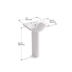 KOHLER Veer 21 in. Vitreous China Pedestal Combo Bathroom Sink in White with Overflow Drain 21 KOHLER Veer 21 in. Vitreous China Pedestal Combo Bathroom Sink in White with Overflow Drain -Bathroom Sinks Sales white kohler pedestal sinks k 5265 4 0 77 1000