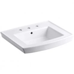 KOHLER Archer 7.87 in. Vitreous China Pedestal Sink Basin in White with Overflow Drain
