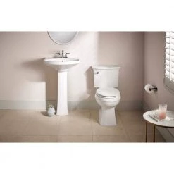 KOHLER Elmbrook 7.6875 in. Pedestal Sink Basin in White with 4 in. Centerset Faucet Holes -Bathroom Sinks Sales white kohler pedestal sinks k r5337 4 0 1d 1000