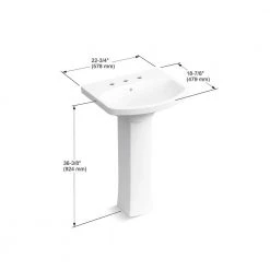 KOHLER Elmbrook 24 in. Pedestal Sink in White with 8 in. Widespread Faucet Holes -Bathroom Sinks Sales white kohler pedestal sinks k r5435 8 0 1d 1000