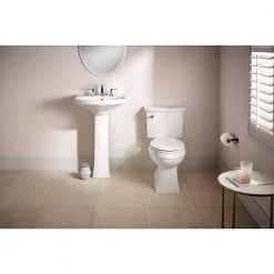 KOHLER Elmbrook 24 in. Pedestal Sink in White with 8 in. Widespread Faucet Holes -Bathroom Sinks Sales white kohler pedestal sinks k r5435 8 0 40 1000
