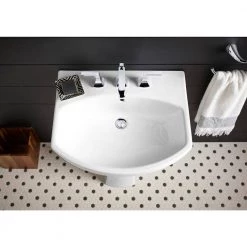 KOHLER Elmbrook 24 in. Pedestal Sink in White with 8 in. Widespread Faucet Holes -Bathroom Sinks Sales white kohler pedestal sinks k r5435 8 0 a0 1000