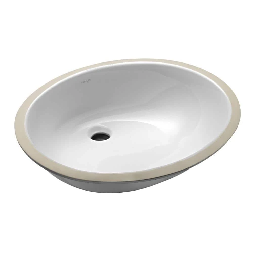 KOHLER Caxton Vitreous China Undermount Bathroom Sink with Glazed Underside in White 3 KOHLER Caxton Vitreous China Undermount Bathroom Sink with Glazed Underside in White