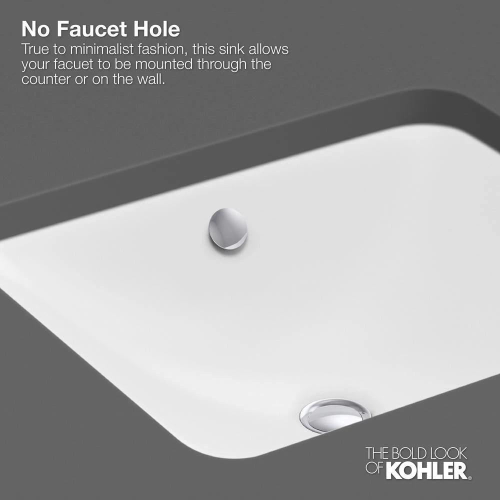 KOHLER Caxton Vitreous China Undermount Bathroom Sink with Glazed Underside in White 7 KOHLER Caxton Vitreous China Undermount Bathroom Sink with Glazed Underside in White - Image 5