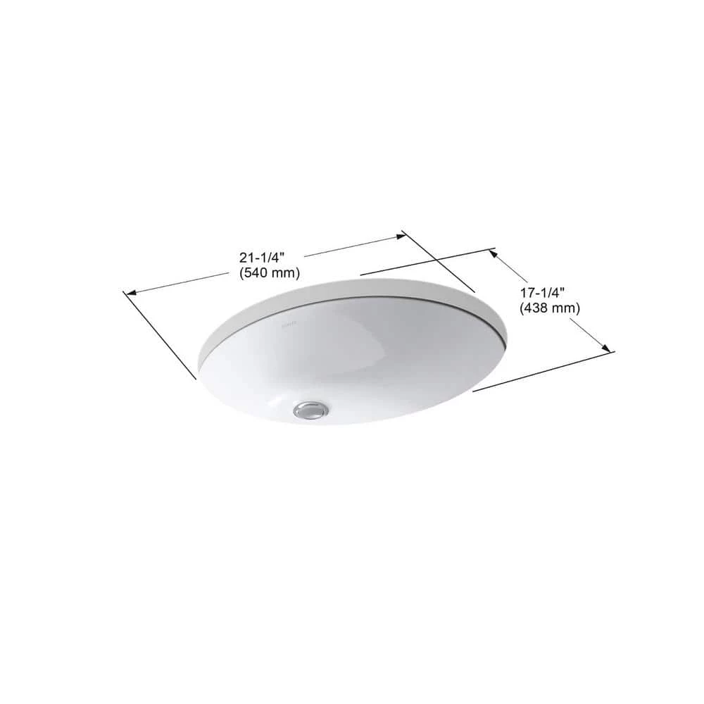 KOHLER Caxton Vitreous China Undermount Bathroom Sink with Glazed Underside in White 4 KOHLER Caxton Vitreous China Undermount Bathroom Sink with Glazed Underside in White - Image 2