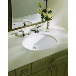KOHLER Caxton 16-1/4 in. Oval Vitreous China Undermount Bathroom Sink in White with Overflow Drain -Bathroom Sinks Sales white kohler undermount bathroom sinks k r2210 0 40 1000