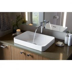 KOHLER Vox Rectangle Vitreous China Vessel Sink in White with Overflow Drain -Bathroom Sinks Sales white kohler vessel sinks k 5373 0 76 1000