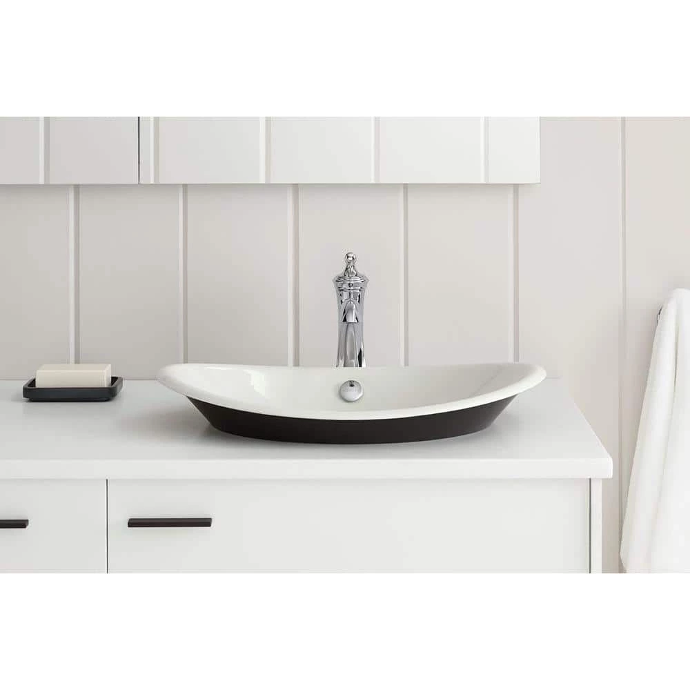 KOHLER Iron Plains Vessel Cast Iron Bathroom Sink in White with Painted Underside and Overflow 7 KOHLER Iron Plains Vessel Cast Iron Bathroom Sink in White with Painted Underside and Overflow - Image 5