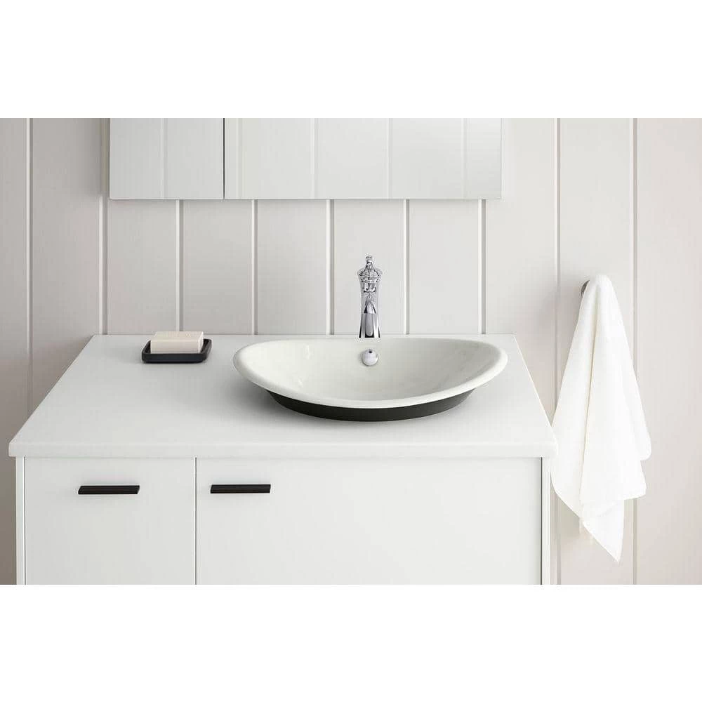 KOHLER Iron Plains Vessel Cast Iron Bathroom Sink in White with Painted Underside and Overflow 5 KOHLER Iron Plains Vessel Cast Iron Bathroom Sink in White with Painted Underside and Overflow - Image 3