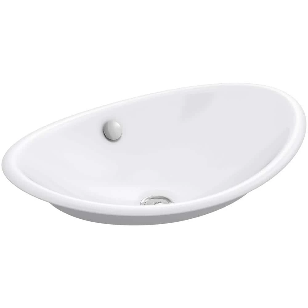 KOHLER Iron Plains Vessel Cast Iron Bathroom Sink in White with Painted Underside and Overflow 3 KOHLER Iron Plains Vessel Cast Iron Bathroom Sink in White with Painted Underside and Overflow