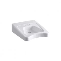 KOHLER Morningside Wall-Mounted Vitreous China Bathroom Sink in White with Overflow Drain