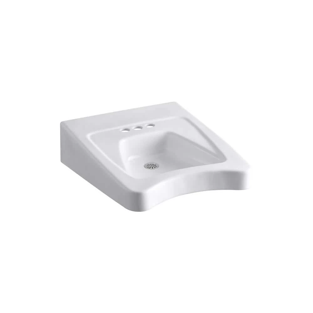 KOHLER Morningside Wall-Mounted Vitreous China Bathroom Sink in White with Overflow Drain 3 KOHLER Morningside Wall-Mounted Vitreous China Bathroom Sink in White with Overflow Drain