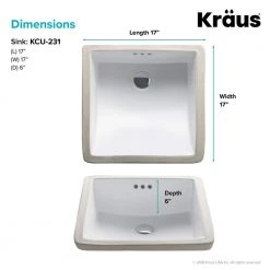 KRAUS Elavo Square Ceramic Undermount Bathroom Sink in White with Overflow 18 KRAUS Elavo Square Ceramic Undermount Bathroom Sink in White with Overflow -Bathroom Sinks Sales white kraus undermount bathroom sinks kcu 231 66 1000