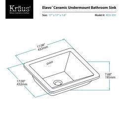 KRAUS Elavo Square Ceramic Undermount Bathroom Sink in White with Overflow 25 KRAUS Elavo Square Ceramic Undermount Bathroom Sink in White with Overflow -Bathroom Sinks Sales white kraus undermount bathroom sinks kcu 231 76 1000