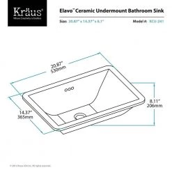 KRAUS Elavo Small Rectangular Ceramic Undermount Bathroom Sink in White with Overflow -Bathroom Sinks Sales white kraus undermount bathroom sinks kcu 241 76 1000