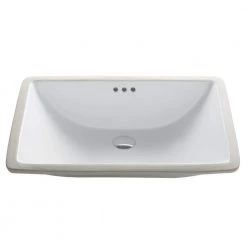 KRAUS Elavo Large Rectangular Ceramic Undermount Bathroom Sink in White with Overflow
