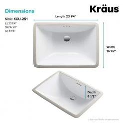 KRAUS Elavo Large Rectangular Ceramic Undermount Bathroom Sink in White with Overflow -Bathroom Sinks Sales white kraus undermount bathroom sinks kcu 251 66 1000