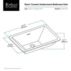 KRAUS Elavo Large Rectangular Ceramic Undermount Bathroom Sink in White with Overflow -Bathroom Sinks Sales white kraus undermount bathroom sinks kcu 251 76 1000