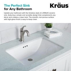KRAUS Elavo Large Rectangular Ceramic Undermount Bathroom Sink in White with Overflow -Bathroom Sinks Sales white kraus undermount bathroom sinks kcu 251 77 1000