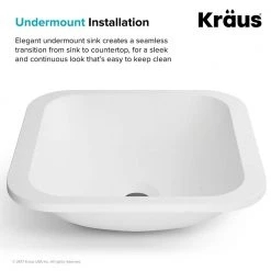 KRAUS Natura 14.6 in. Solid Surface Undermount Sink Basin in White -Bathroom Sinks Sales white kraus undermount bathroom sinks ksu 7mw 1d 1000