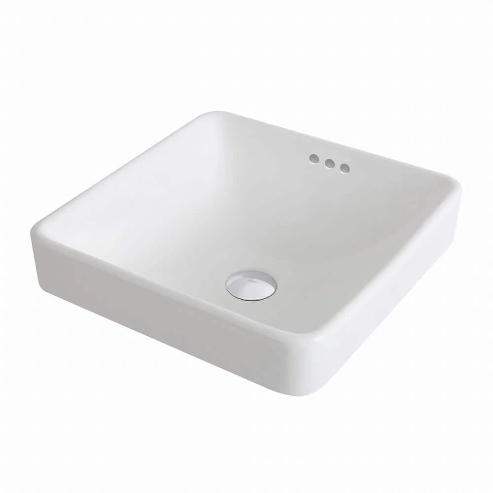 KRAUS Elavo Series Square Ceramic Semi-Recessed Bathroom Sink in White with Overflow 12 KRAUS Elavo Series Square Ceramic Semi-Recessed Bathroom Sink in White with Overflow - Image 10