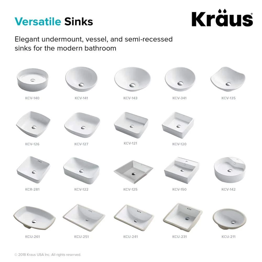 KRAUS Elavo Series Square Ceramic Semi-Recessed Bathroom Sink in White with Overflow 9 KRAUS Elavo Series Square Ceramic Semi-Recessed Bathroom Sink in White with Overflow - Image 7