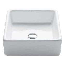 KRAUS Square Ceramic Vessel Bathroom Sink in White