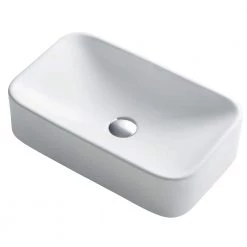 KRAUS Soft Rectangular Ceramic Vessel Bathroom Sink in White -Bathroom Sinks Sales white kraus vessel sinks kcv 122 1f 1000