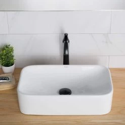 KRAUS Soft Rectangular Ceramic Vessel Bathroom Sink in White -Bathroom Sinks Sales white kraus vessel sinks kcv 122 40 1000