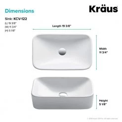 KRAUS Soft Rectangular Ceramic Vessel Bathroom Sink in White -Bathroom Sinks Sales white kraus vessel sinks kcv 122 66 1000
