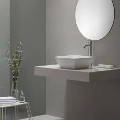 KRAUS Elavo Flared Square Ceramic Vessel Bathroom Sink in White -Bathroom Sinks Sales white kraus vessel sinks kcv 126 31 1000