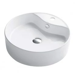 KRAUS Round Ceramic Vessel Bathroom Sink with Overflow in White -Bathroom Sinks Sales white kraus vessel sinks kcv 142 1f 1000