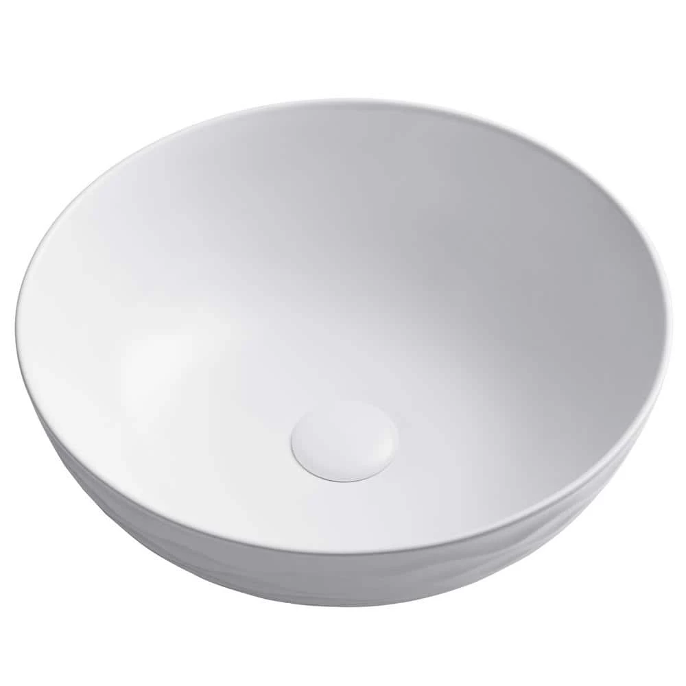 KRAUS Viva 16-1/2 in. Round Porcelain Ceramic Vessel Sink in White 16 KRAUS Viva 16-1/2 in. Round Porcelain Ceramic Vessel Sink in White - Image 14