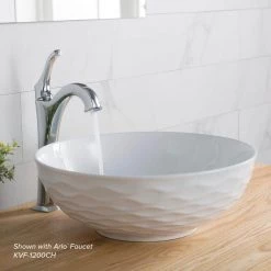 KRAUS Viva 16-1/2 in. Round Porcelain Ceramic Vessel Sink in White 18 KRAUS Viva 16-1/2 in. Round Porcelain Ceramic Vessel Sink in White -Bathroom Sinks Sales white kraus vessel sinks kcv 200gwh 40 1000
