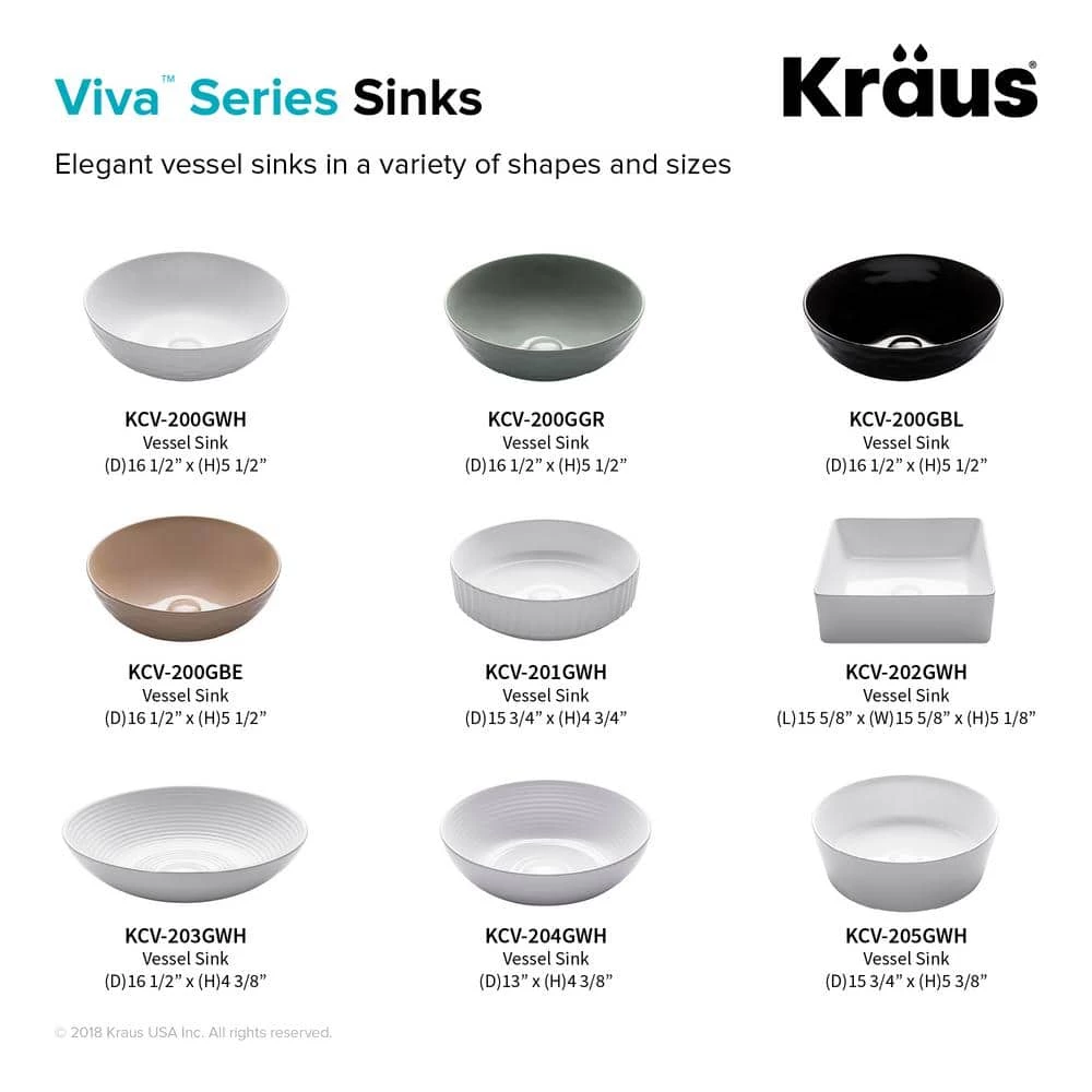 KRAUS Viva 16-1/2 in. Round Porcelain Ceramic Vessel Sink in White 10 KRAUS Viva 16-1/2 in. Round Porcelain Ceramic Vessel Sink in White - Image 8