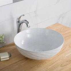 KRAUS Viva 16-1/2 in. Round Porcelain Ceramic Vessel Sink in White 27 KRAUS Viva 16-1/2 in. Round Porcelain Ceramic Vessel Sink in White -Bathroom Sinks Sales white kraus vessel sinks kcv 200gwh 76 1000