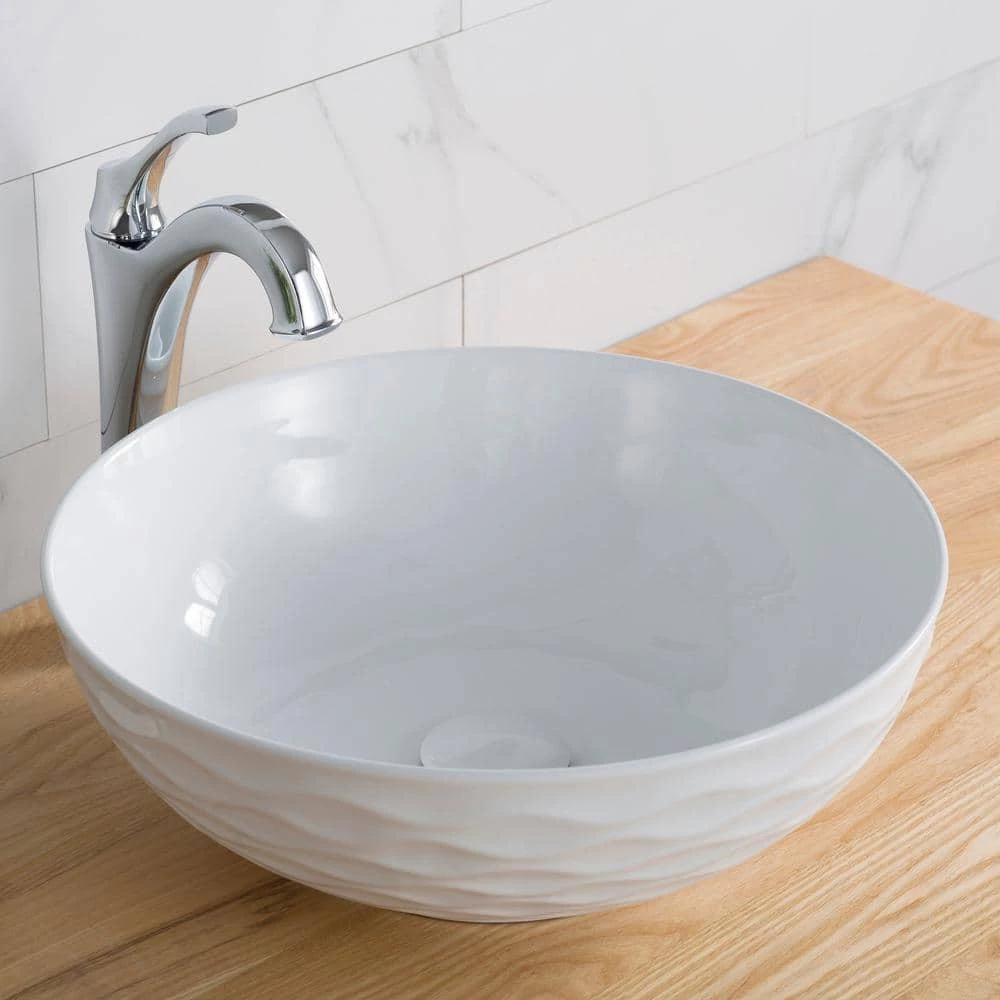 KRAUS Viva 16-1/2 in. Round Porcelain Ceramic Vessel Sink in White 4 KRAUS Viva 16-1/2 in. Round Porcelain Ceramic Vessel Sink in White - Image 2