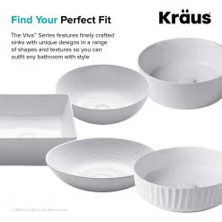 KRAUS Viva 15-5/8 in. Square Porcelain Ceramic Vessel Sink in White -Bathroom Sinks Sales white kraus vessel sinks kcv 202gwh 1f 1000