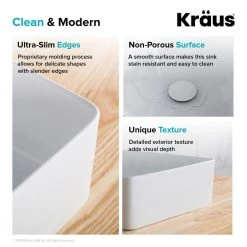 KRAUS Viva 15-5/8 in. Square Porcelain Ceramic Vessel Sink in White -Bathroom Sinks Sales white kraus vessel sinks kcv 202gwh 77 1000