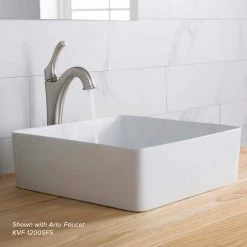 KRAUS Viva 15-5/8 in. Square Porcelain Ceramic Vessel Sink in White -Bathroom Sinks Sales white kraus vessel sinks kcv 202gwh a0 1000