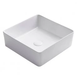 KRAUS Viva 15-5/8 in. Square Porcelain Ceramic Vessel Sink in White -Bathroom Sinks Sales white kraus vessel sinks kcv 202gwh d4 1000
