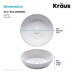 KRAUS Viva 13 in. Round Porcelain Ceramic Vessel Sink in White -Bathroom Sinks Sales white kraus vessel sinks kcv 204gwh 1d 1000