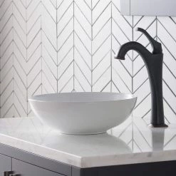 KRAUS Viva 13 in. Round Porcelain Ceramic Vessel Sink in White -Bathroom Sinks Sales white kraus vessel sinks kcv 204gwh 44 1000