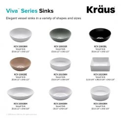 KRAUS Viva 13 in. Round Porcelain Ceramic Vessel Sink in White -Bathroom Sinks Sales white kraus vessel sinks kcv 204gwh 4f 1000