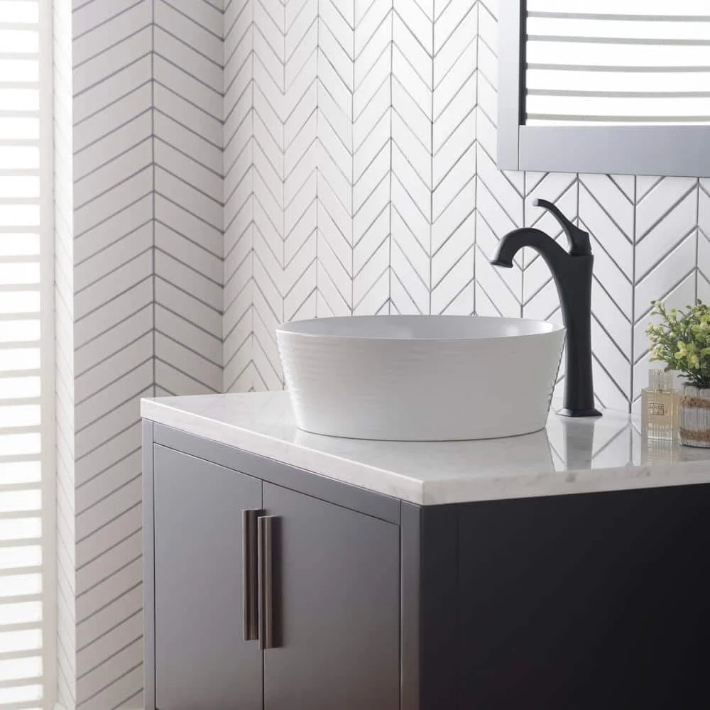 KRAUS Viva 15-3/4 in. Round Porcelain Ceramic Vessel Sink in White 6 KRAUS Viva 15-3/4 in. Round Porcelain Ceramic Vessel Sink in White - Image 4